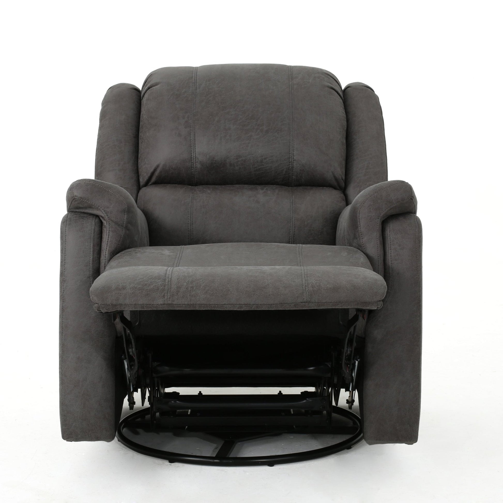 Contemporary Glider Recliner Chair with Swivel Function in Slate Microfiber - 1st Choice Furniture Direct