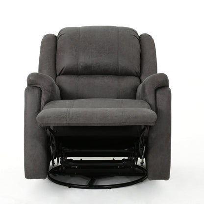 Contemporary Glider Recliner Chair with Swivel Function in Slate Microfiber - 1st Choice Furniture Direct