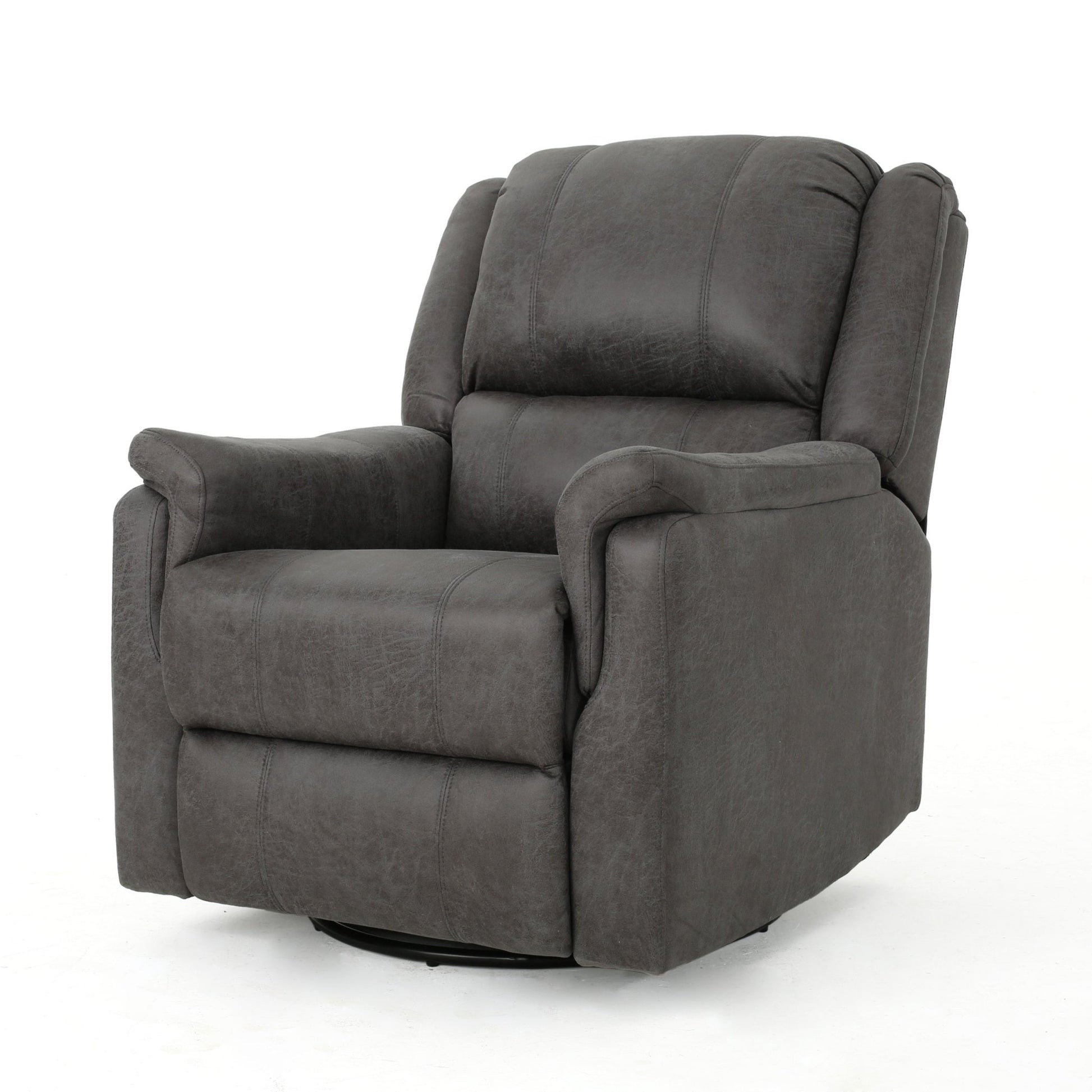 Contemporary Glider Recliner Chair with Swivel Function in Slate Microfiber - 1st Choice Furniture Direct