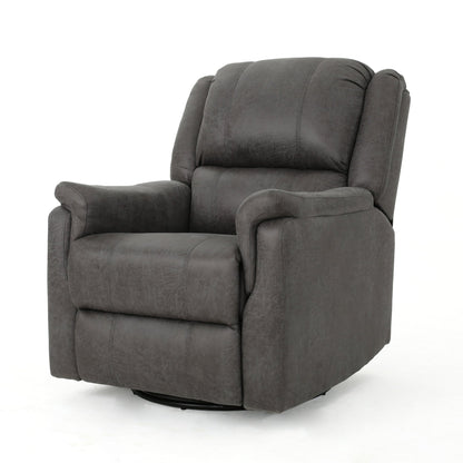 Contemporary Glider Recliner Chair with Swivel Function in Slate Microfiber - 1st Choice Furniture Direct