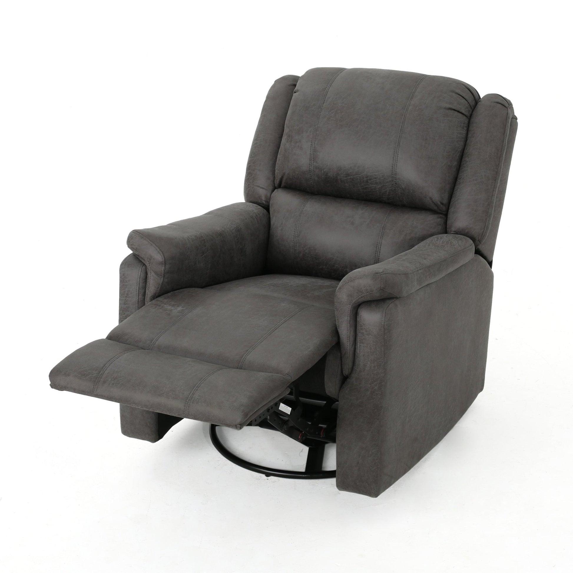 Contemporary Glider Recliner Chair with Swivel Function in Slate Microfiber - 1st Choice Furniture Direct