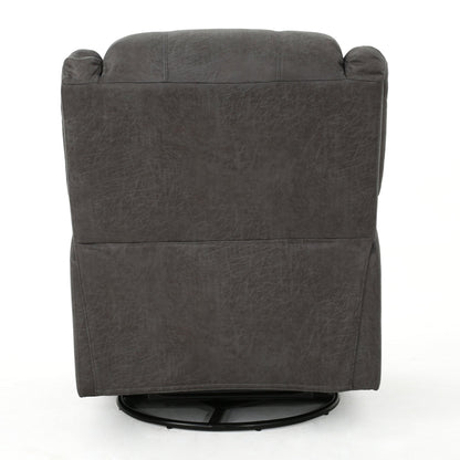 Contemporary Glider Recliner Chair with Swivel Function in Slate Microfiber - 1st Choice Furniture Direct