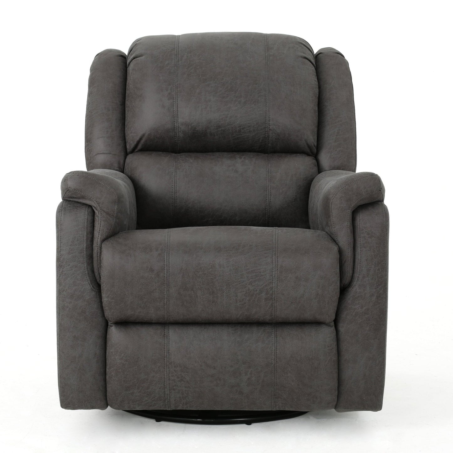 Contemporary Glider Recliner Chair with Swivel Function in Slate Microfiber - 1st Choice Furniture Direct