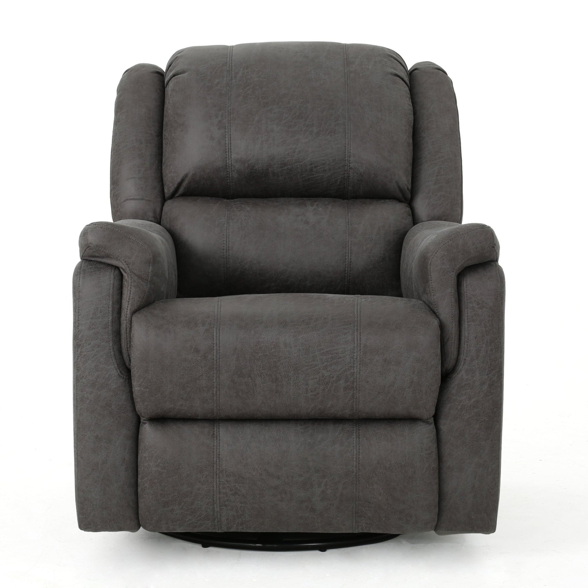 Contemporary Glider Recliner Chair with Swivel Function in Slate Microfiber - 1st Choice Furniture Direct