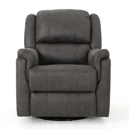Contemporary Glider Recliner Chair with Swivel Function in Slate Microfiber - 1st Choice Furniture Direct