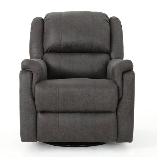 Contemporary Glider Recliner Chair with Swivel Function in Slate Microfiber - 1st Choice Furniture Direct
