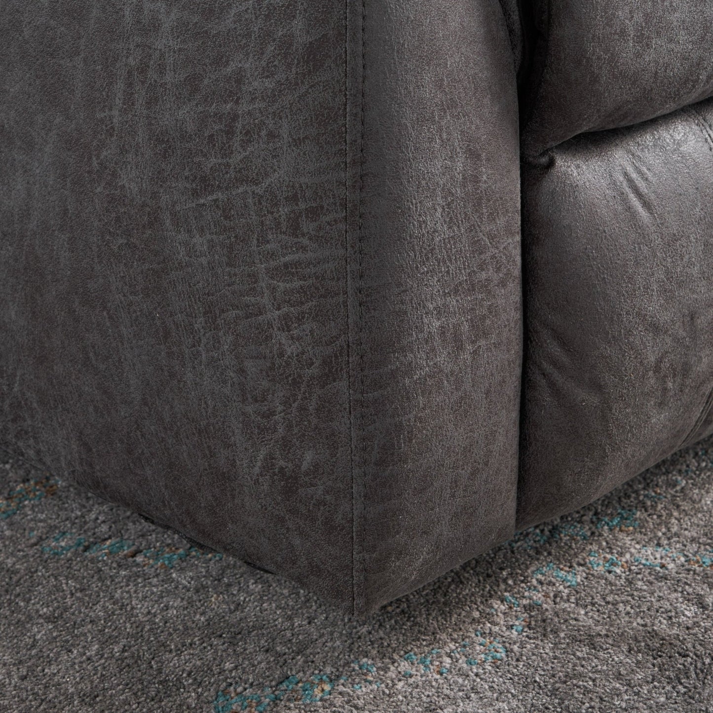 Contemporary Glider Recliner Chair with Swivel Function in Slate Microfiber - 1st Choice Furniture Direct