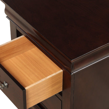 Contemporary Louis Philip Cherry Finish Chest with Five Drawers Solid Wood Ample Storage - 1st Choice Furniture Direct