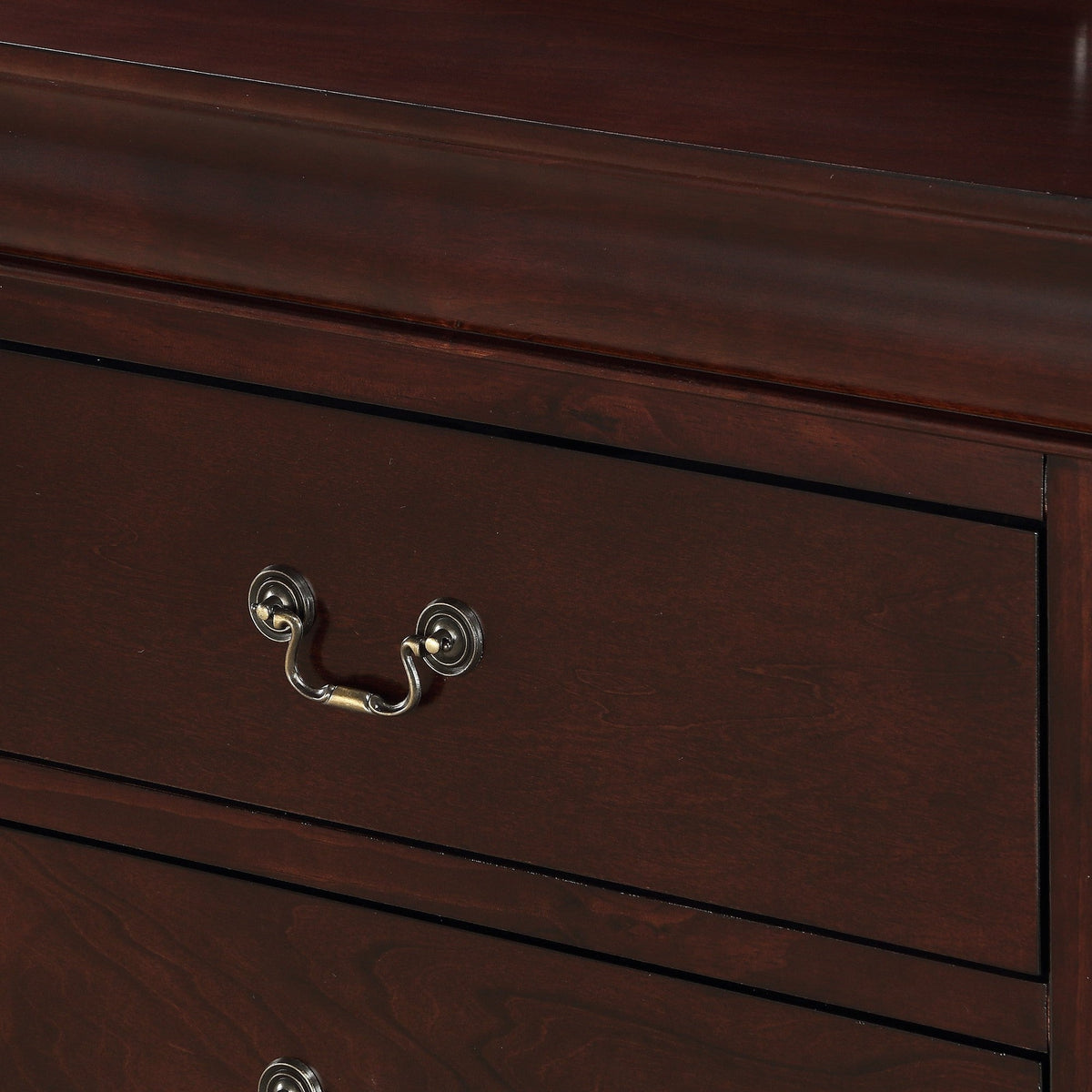 Contemporary Louis Philip Cherry Finish Chest with Five Drawers Solid Wood Ample Storage - 1st Choice Furniture Direct