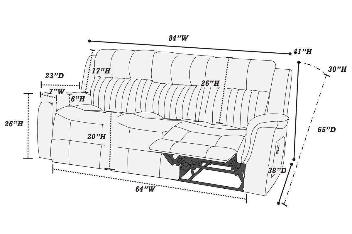 Contemporary Manual Motion Sofa 1pc Couch Living Room Furniture Slate Blue Breathable Leatherette - 1st Choice Furniture Direct