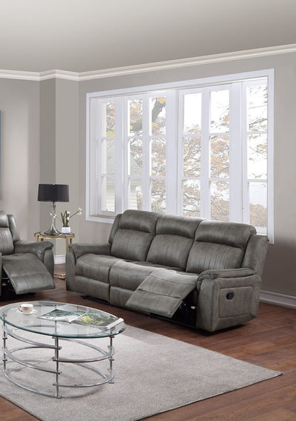 Contemporary Manual Motion Sofa 1pc Couch Living Room Furniture Slate Blue Breathable Leatherette - 1st Choice Furniture Direct