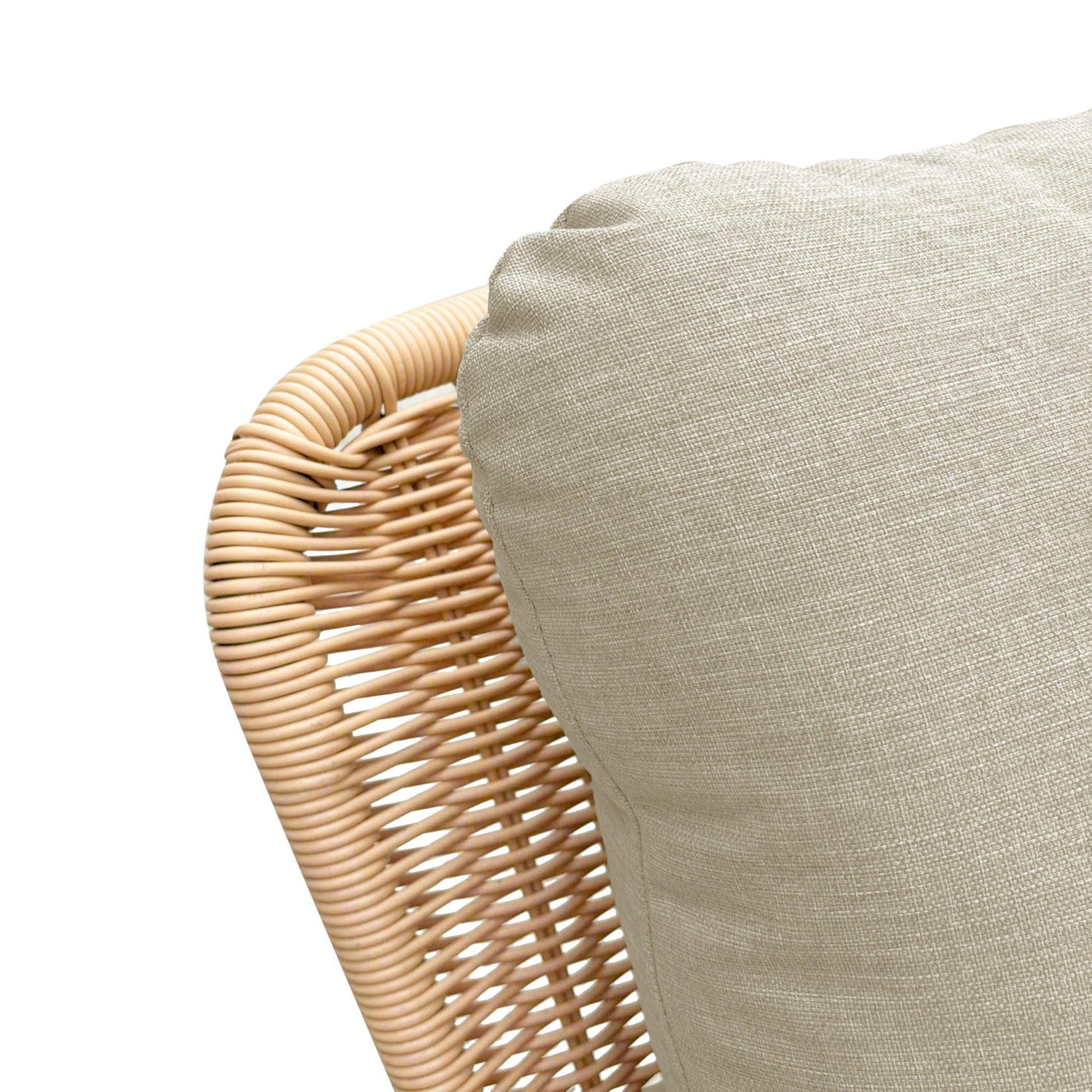 Contemporary Minimalist Beige Wicker Rocking Chair with Soft Polyester Cushions and Durable Wooden Frame - 1st Choice Furniture Direct