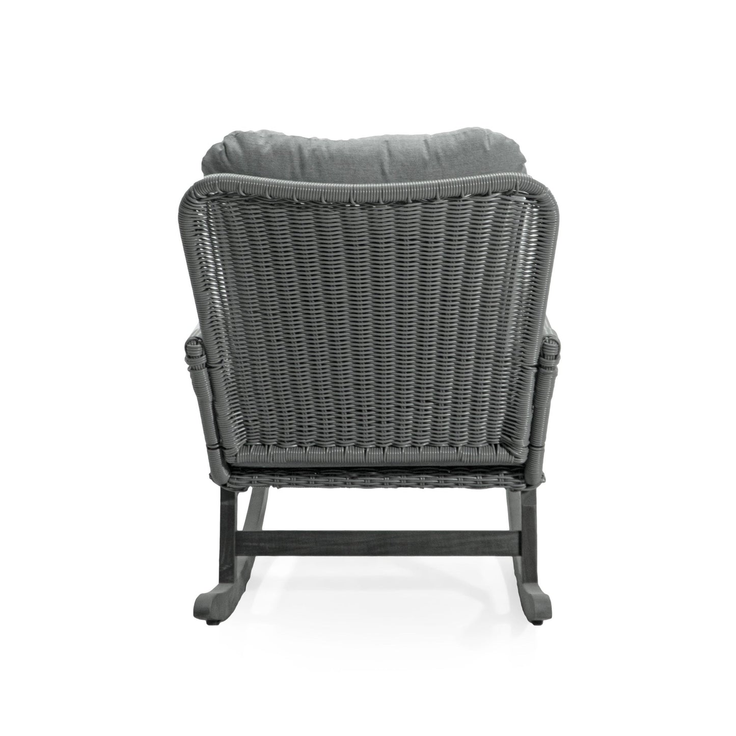 Contemporary Minimalist Gray Wicker Rocking Chair with Soft Polyester Cushions and Durable Wooden Frame - 1st Choice Furniture Direct