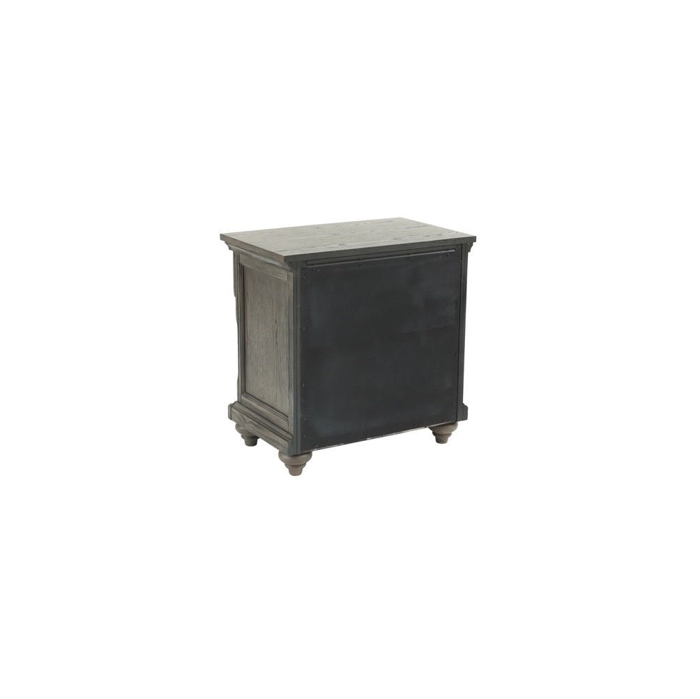 Contemporary Modern Look Antique Gray Oak Finish 1pc Nightstand Storage Space Bedside Table Oak Veneer Bedroom Furniture - 1st Choice Furniture Direct