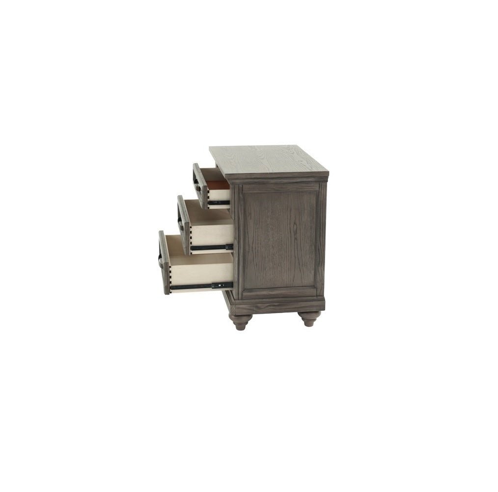 Contemporary Modern Look Antique Gray Oak Finish 1pc Nightstand Storage Space Bedside Table Oak Veneer Bedroom Furniture - 1st Choice Furniture Direct