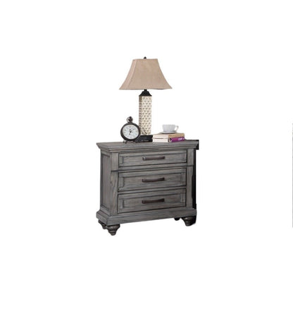 Contemporary Modern Look Antique Gray Oak Finish 1pc Nightstand Storage Space Bedside Table Oak Veneer Bedroom Furniture - 1st Choice Furniture Direct