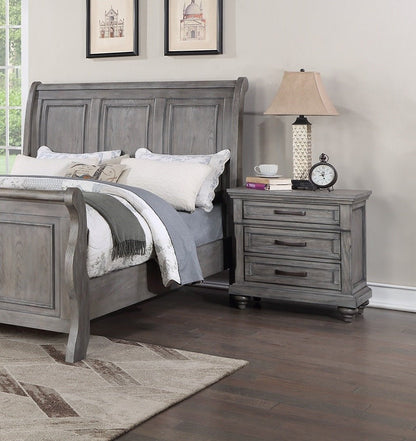Contemporary Modern Look Antique Gray Oak Finish 1pc Nightstand Storage Space Bedside Table Oak Veneer Bedroom Furniture - 1st Choice Furniture Direct
