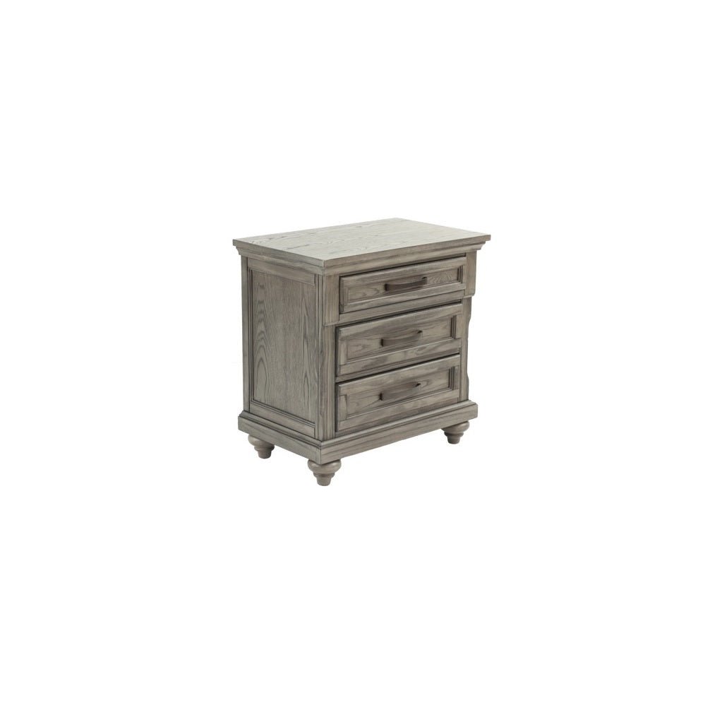 Contemporary Modern Look Antique Gray Oak Finish 1pc Nightstand Storage Space Bedside Table Oak Veneer Bedroom Furniture - 1st Choice Furniture Direct