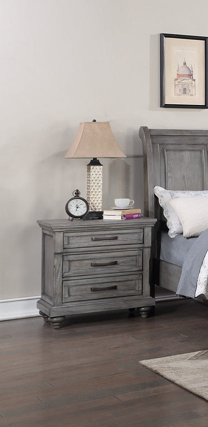 Contemporary Modern Look Antique Gray Oak Finish 1pc Nightstand Storage Space Bedside Table Oak Veneer Bedroom Furniture - 1st Choice Furniture Direct
