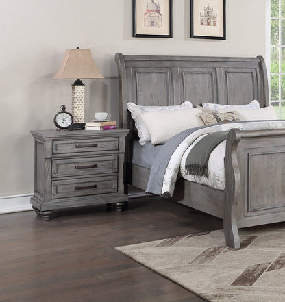 Contemporary Modern Look Antique Gray Oak Finish 1pc Nightstand Storage Space Bedside Table Oak Veneer Bedroom Furniture - 1st Choice Furniture Direct