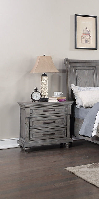 Contemporary Modern Look Antique Gray Oak Finish 1pc Nightstand Storage Space Bedside Table Oak Veneer Bedroom Furniture - 1st Choice Furniture Direct