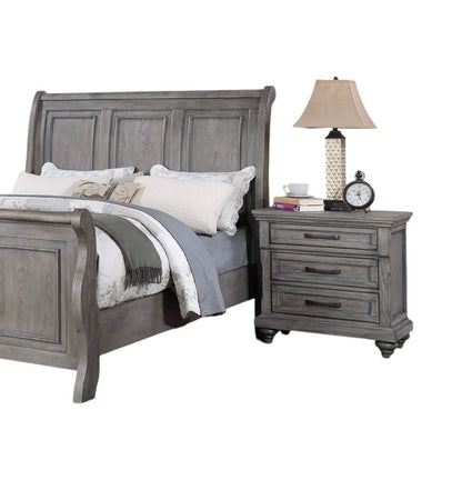 Contemporary Modern Look Antique Gray Oak Finish 1pc Nightstand Storage Space Bedside Table Oak Veneer Bedroom Furniture - 1st Choice Furniture Direct