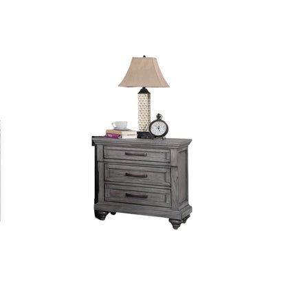 Contemporary Modern Look Antique Gray Oak Finish 1pc Nightstand Storage Space Bedside Table Oak Veneer Bedroom Furniture - 1st Choice Furniture Direct
