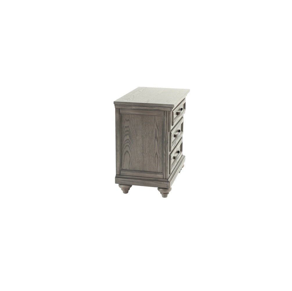 Contemporary Modern Look Antique Gray Oak Finish 1pc Nightstand Storage Space Bedside Table Oak Veneer Bedroom Furniture - 1st Choice Furniture Direct
