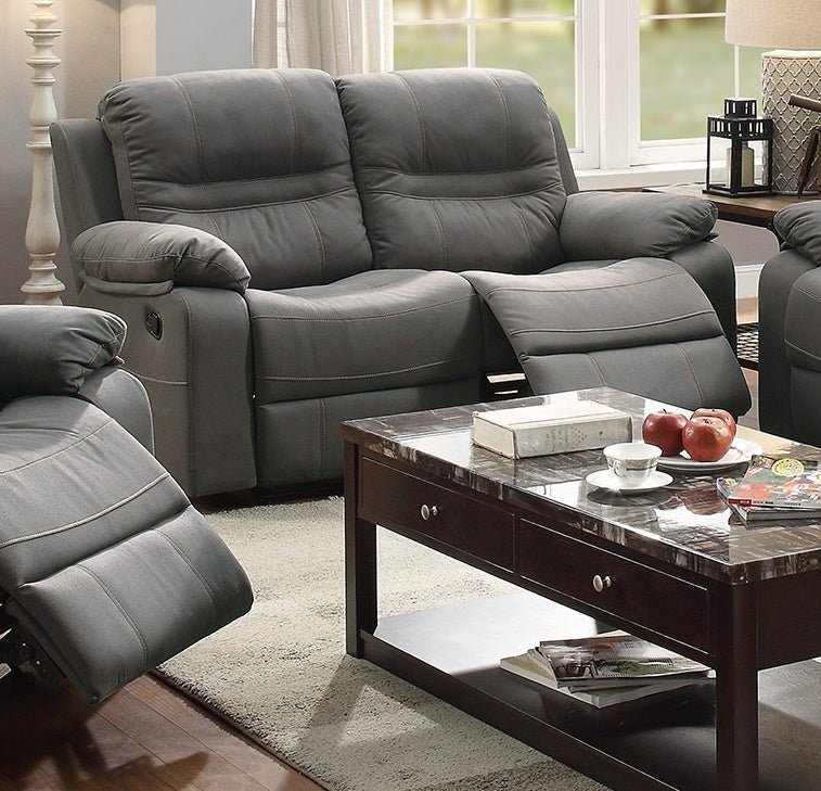 Contemporary Motion Loveseat 1pc Couch Metal Reclining Living Room Furniture Slate Blue Breathable Leatherette Recliners - 1st Choice Furniture Direct