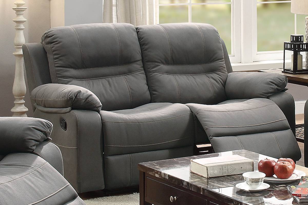 Contemporary Motion Loveseat 1pc Couch Metal Reclining Living Room Furniture Slate Blue Breathable Leatherette Recliners - 1st Choice Furniture Direct