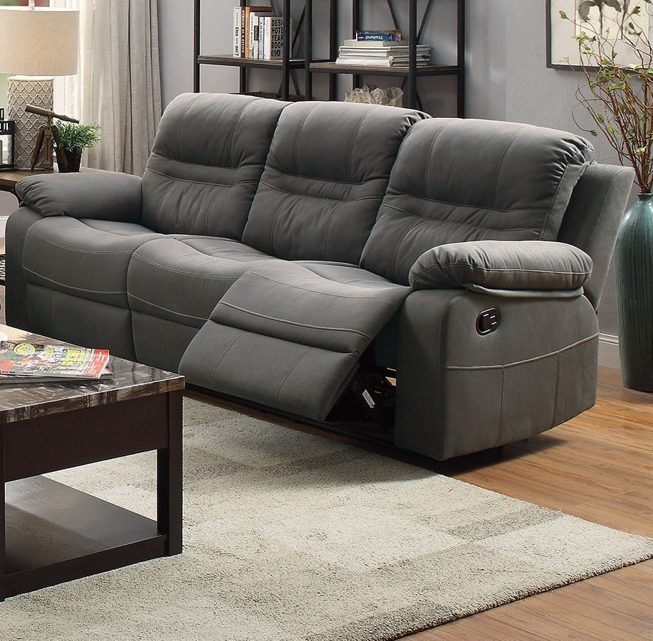 Contemporary Motion Sofa 1pc Couch Metal Reclining Plush Cushion Living Room Furniture Slate Blue Breathable Leatherette Recliners - 1st Choice Furniture Direct