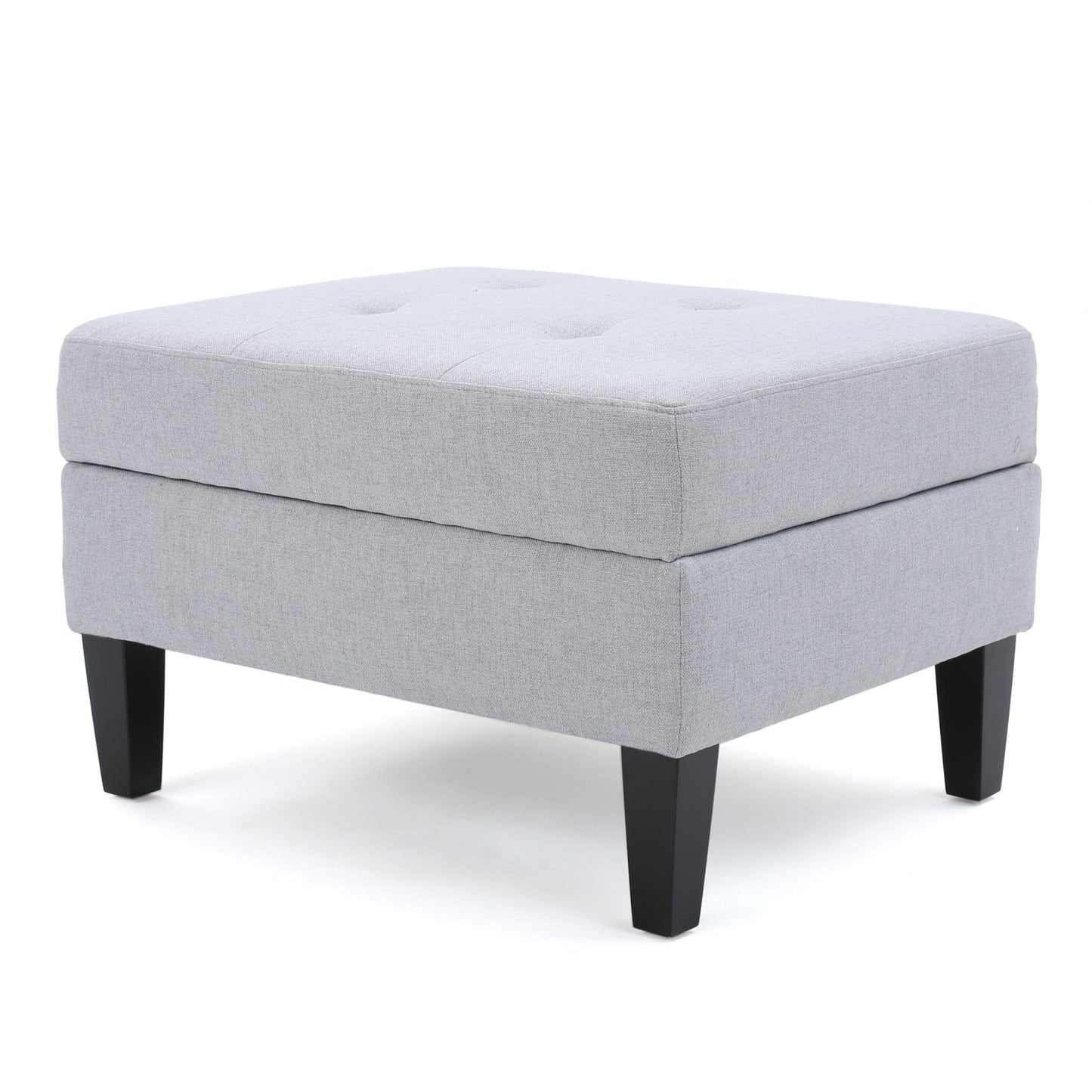 Contemporary Storage Ottoman with Tufted Waffle Stitching, Light Grey Fabric, 28 x 23 x 18.75 Inches - 1st Choice Furniture Direct