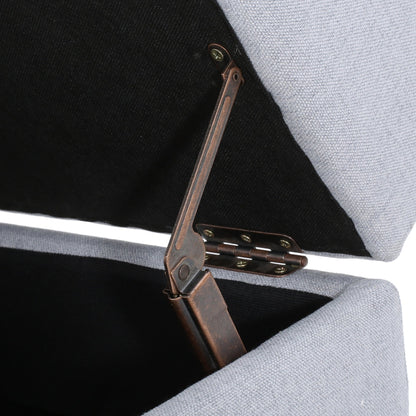 Contemporary Storage Ottoman with Tufted Waffle Stitching, Light Grey Fabric, 28 x 23 x 18.75 Inches - 1st Choice Furniture Direct