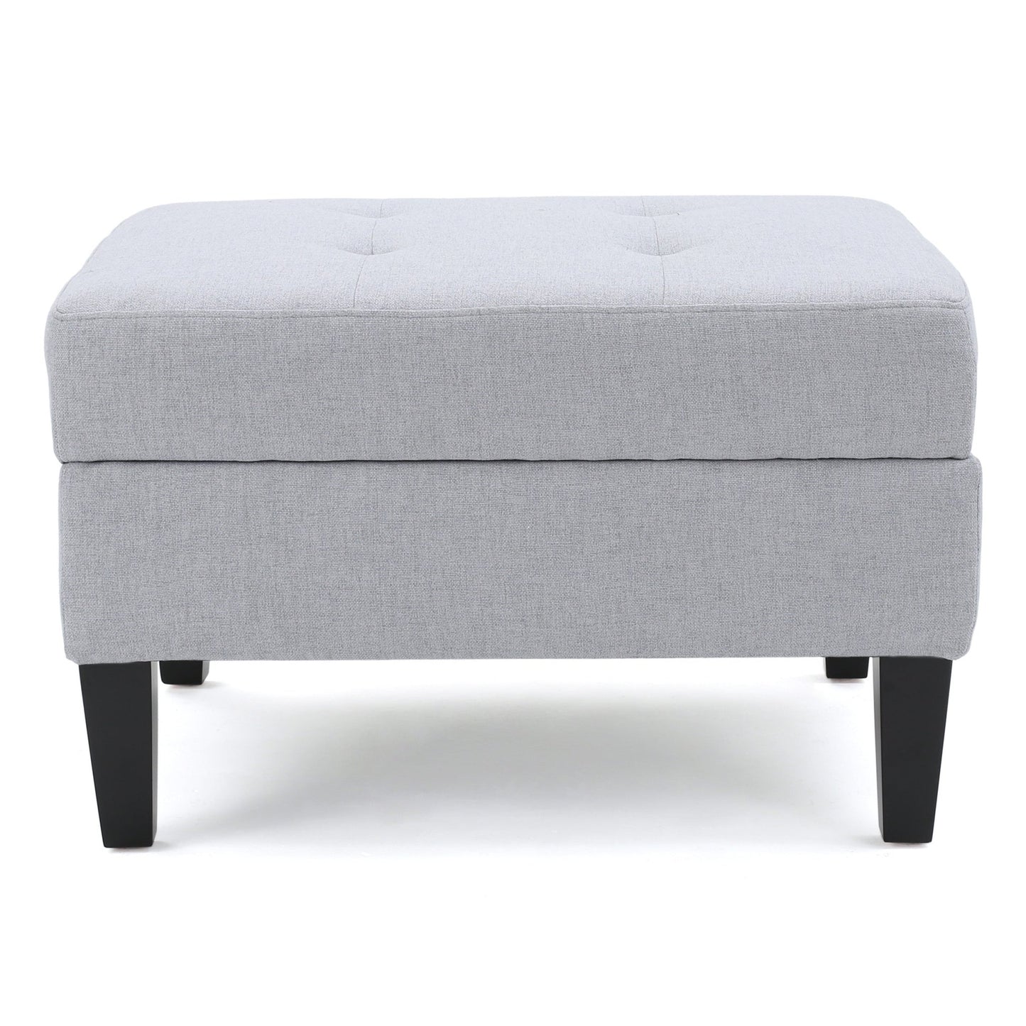 Contemporary Storage Ottoman with Tufted Waffle Stitching, Light Grey Fabric, 28 x 23 x 18.75 Inches - 1st Choice Furniture Direct