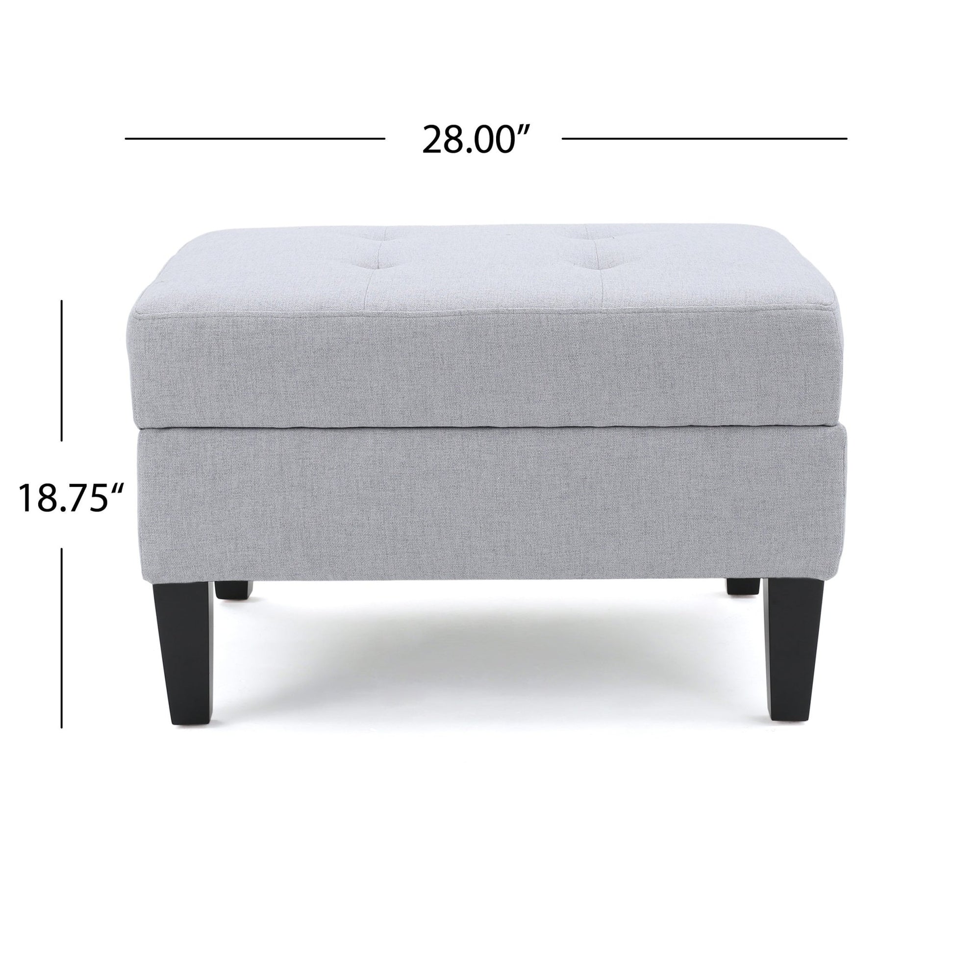 Contemporary Storage Ottoman with Tufted Waffle Stitching, Light Grey Fabric, 28 x 23 x 18.75 Inches - 1st Choice Furniture Direct