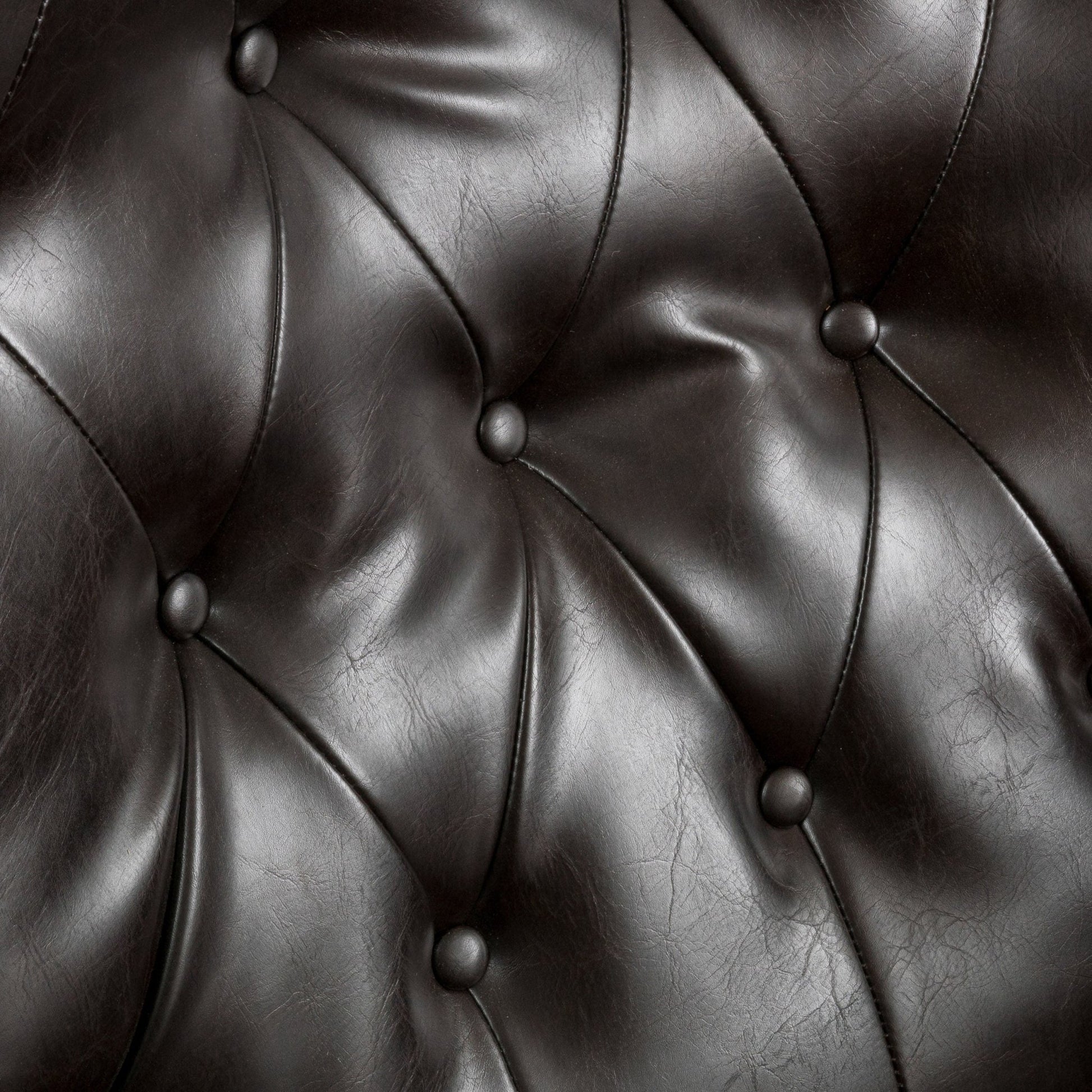 Contemporary Style Push Back Recliner with Button - Tufted Stitching and Nailhead Trim in Dark Brown PU - 1st Choice Furniture Direct