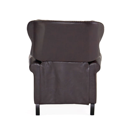 Contemporary Style Push Back Recliner with Button - Tufted Stitching and Nailhead Trim in Dark Brown PU - 1st Choice Furniture Direct