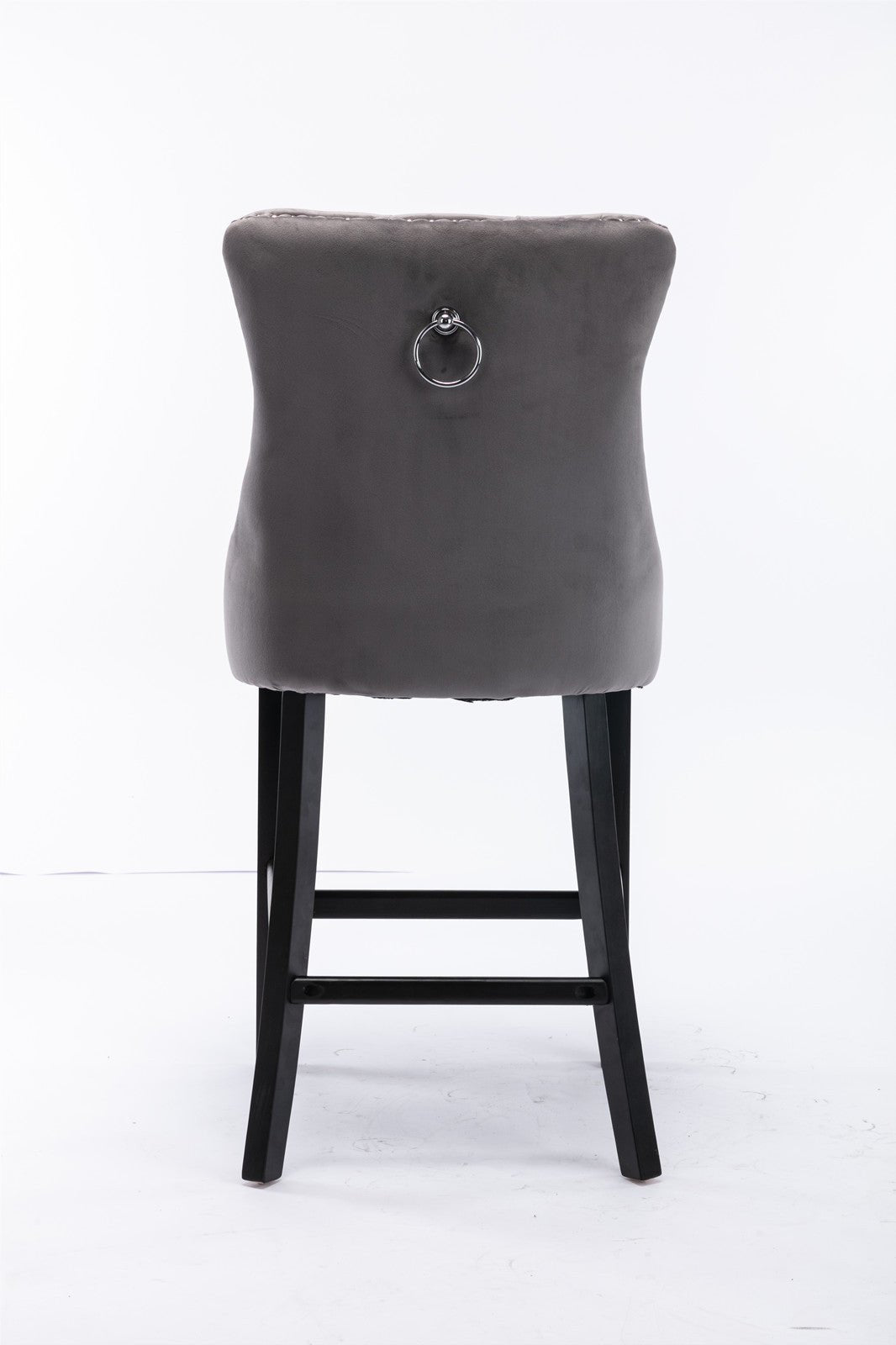 Contemporary Velvet Upholstered Barstools with Button Tufted Decoration and Wooden Legs, and Chrome Nailhead Trim, Leisure Style Bar Chairs,Bar stools, Set of 2 (Gray),SW1902GY - 1st Choice Furniture Direct