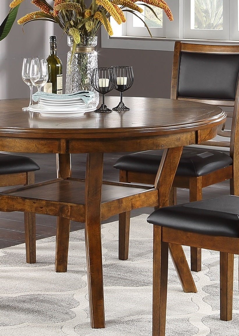 Contemporary Walnut Round Dining Table with Storage Shelf - 1st Choice Furniture Direct
