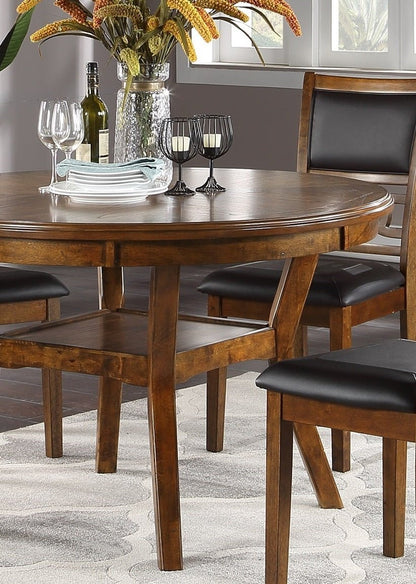 Contemporary Walnut Round Dining Table with Storage Shelf - 1st Choice Furniture Direct