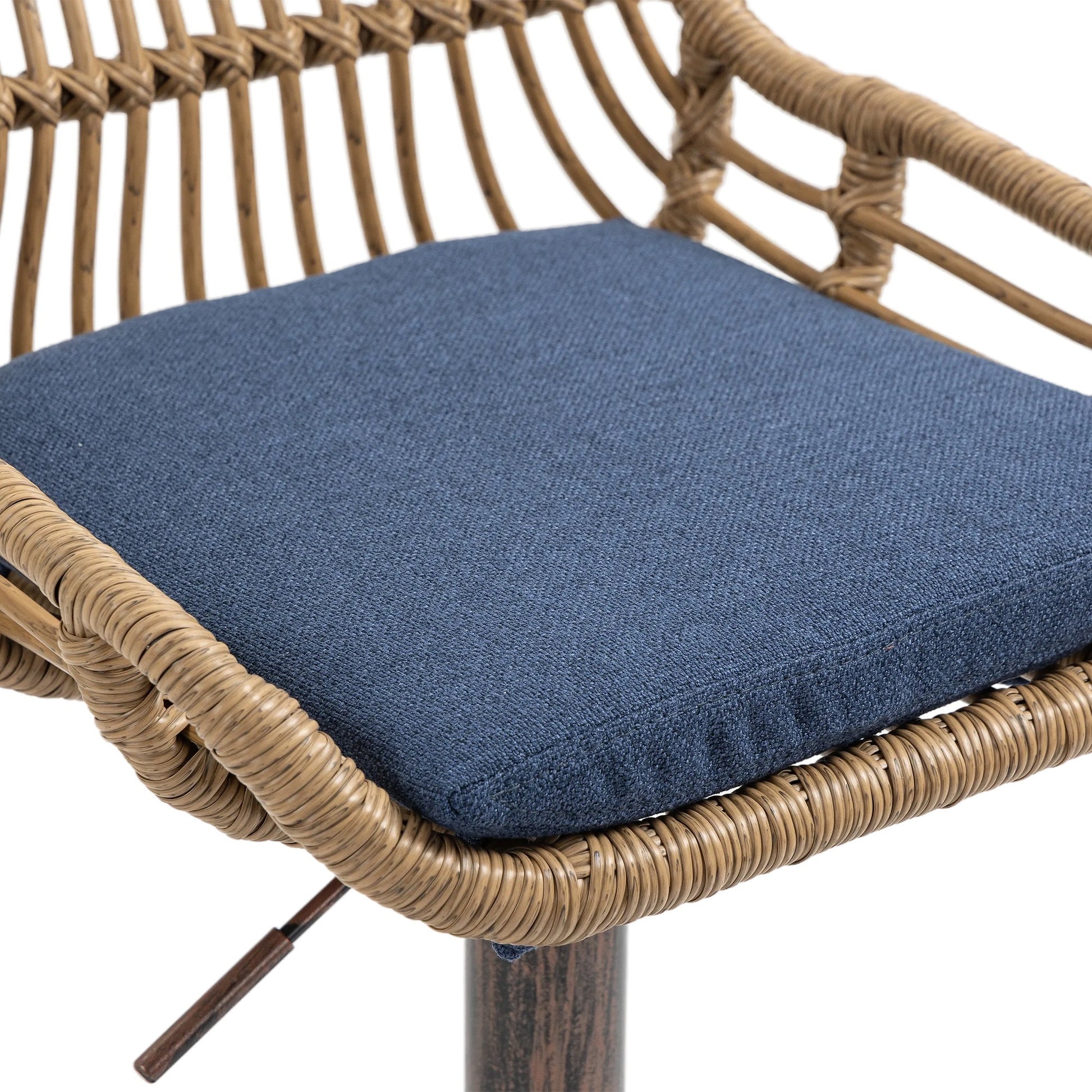 COOLMORE Modern Swivel Bar Stools Set of 2 Adjustable Counter Height Chairs with Footrest Blue Linen - 1st Choice Furniture Direct