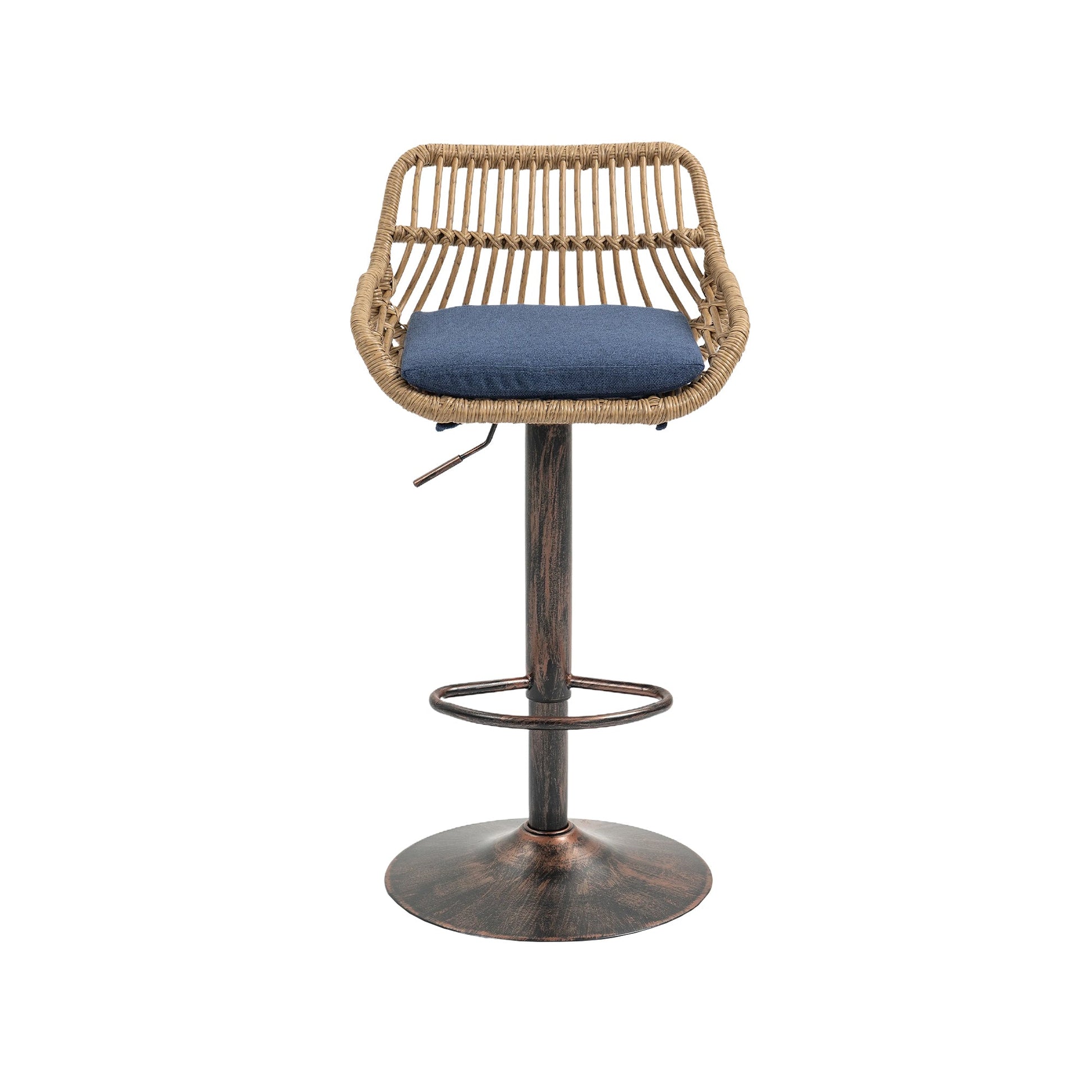 COOLMORE Modern Swivel Bar Stools Set of 2 Adjustable Counter Height Chairs with Footrest Blue Linen - 1st Choice Furniture Direct