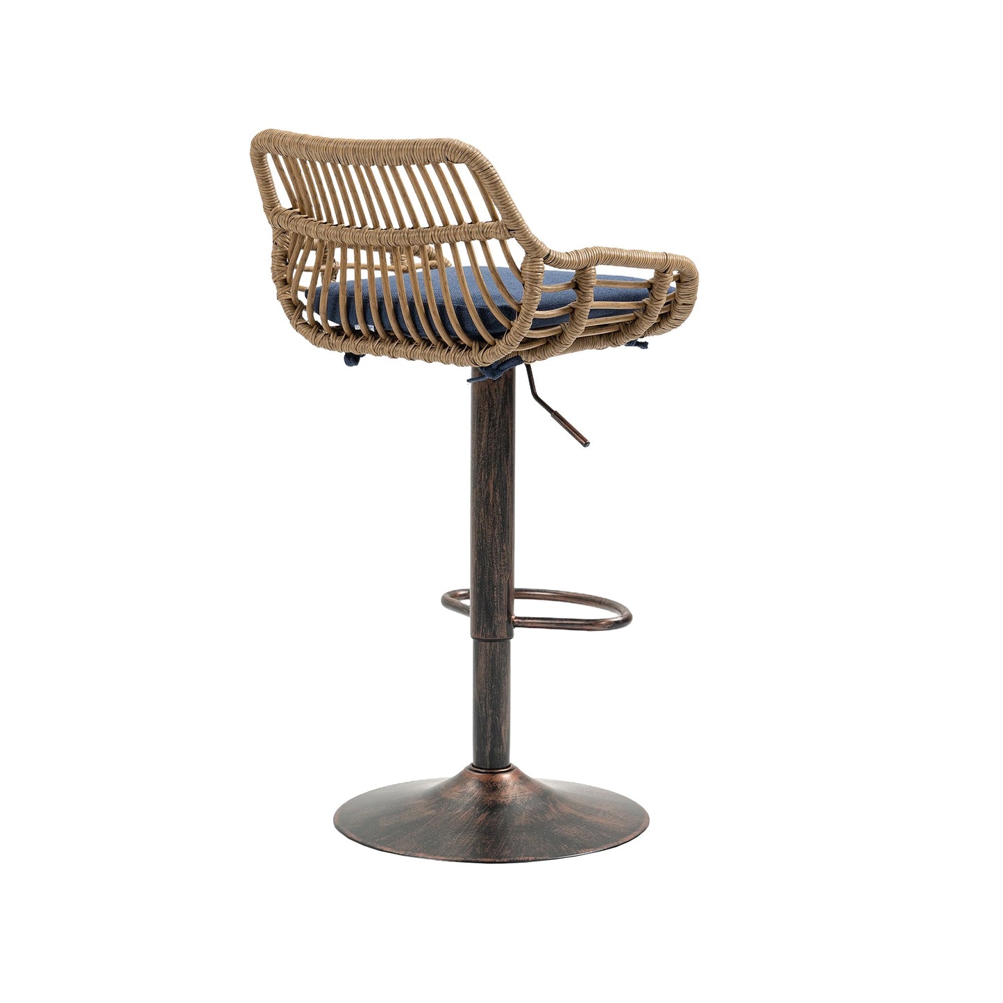 COOLMORE Modern Swivel Bar Stools Set of 2 Adjustable Counter Height Chairs with Footrest Blue Linen - 1st Choice Furniture Direct