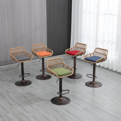 COOLMORE Modern Swivel Bar Stools Set of 2 Adjustable Counter Height Chairs with Footrest Blue Linen - 1st Choice Furniture Direct