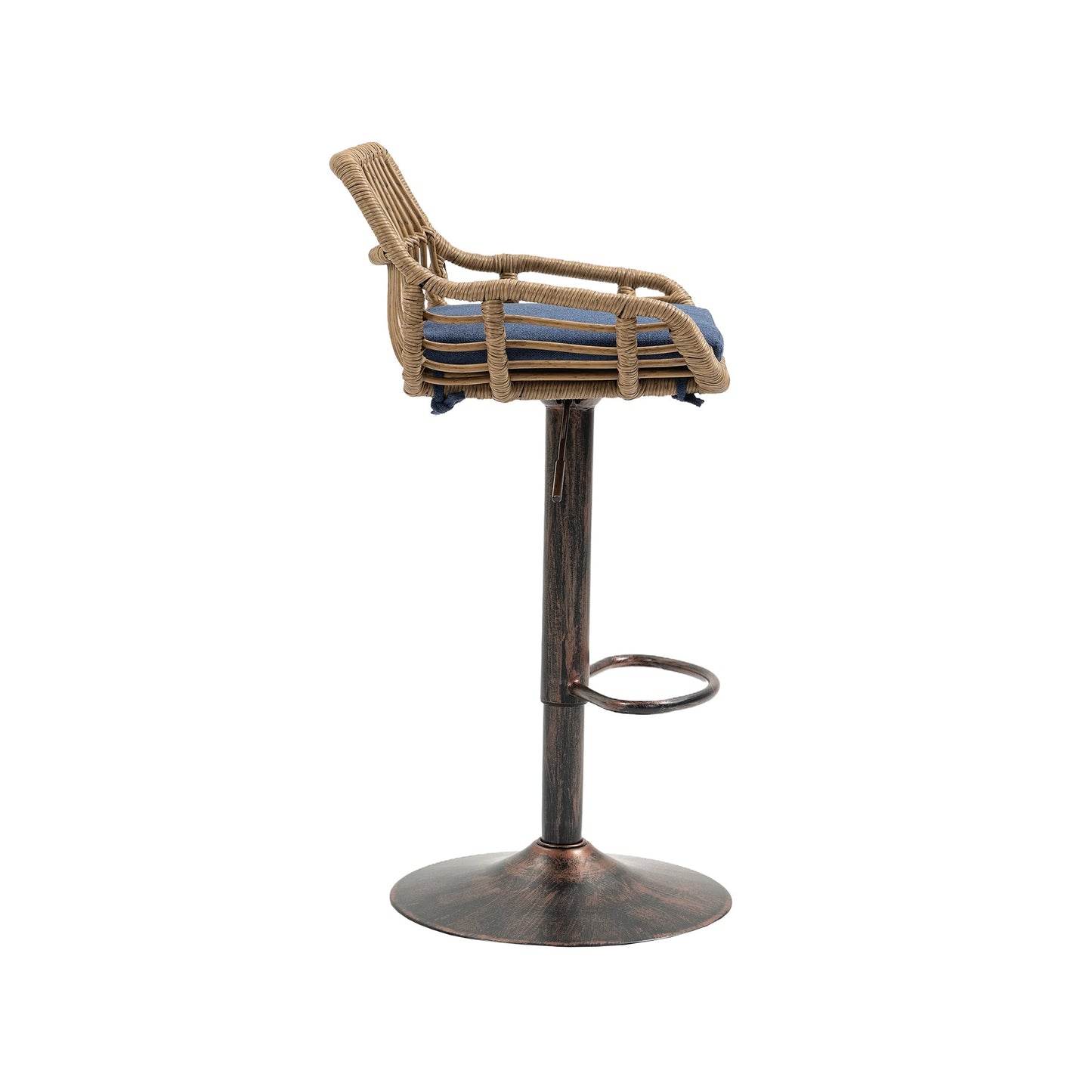 COOLMORE Modern Swivel Bar Stools Set of 2 Adjustable Counter Height Chairs with Footrest Blue Linen - 1st Choice Furniture Direct