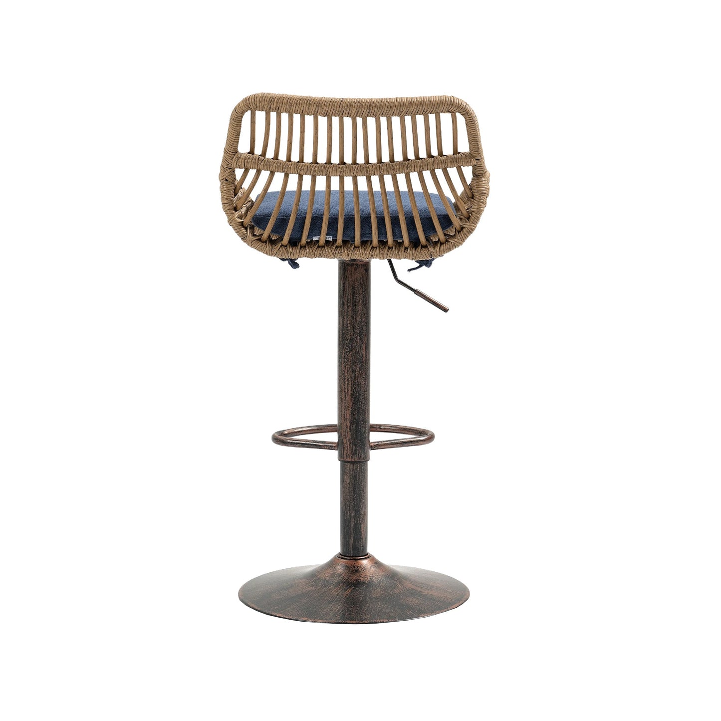 COOLMORE Modern Swivel Bar Stools Set of 2 Adjustable Counter Height Chairs with Footrest Blue Linen - 1st Choice Furniture Direct