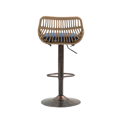 COOLMORE Modern Swivel Bar Stools Set of 2 Adjustable Counter Height Chairs with Footrest Blue Linen - 1st Choice Furniture Direct