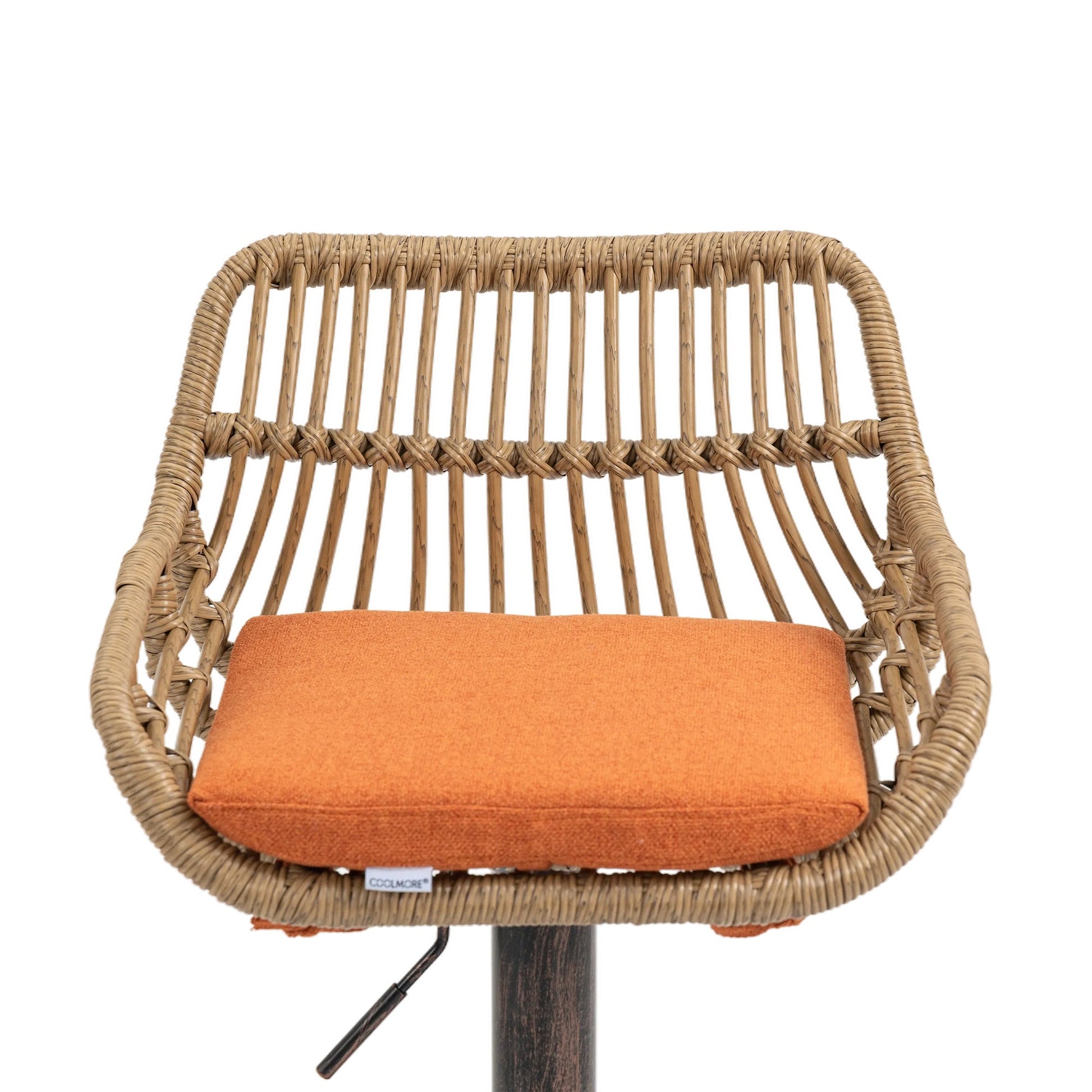COOLMORE Modern Swivel Bar Stools Set of 2 Adjustable Counter Height Chairs with Footrest, Orange Linen - 1st Choice Furniture Direct