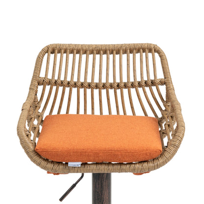 COOLMORE Modern Swivel Bar Stools Set of 2 Adjustable Counter Height Chairs with Footrest, Orange Linen - 1st Choice Furniture Direct