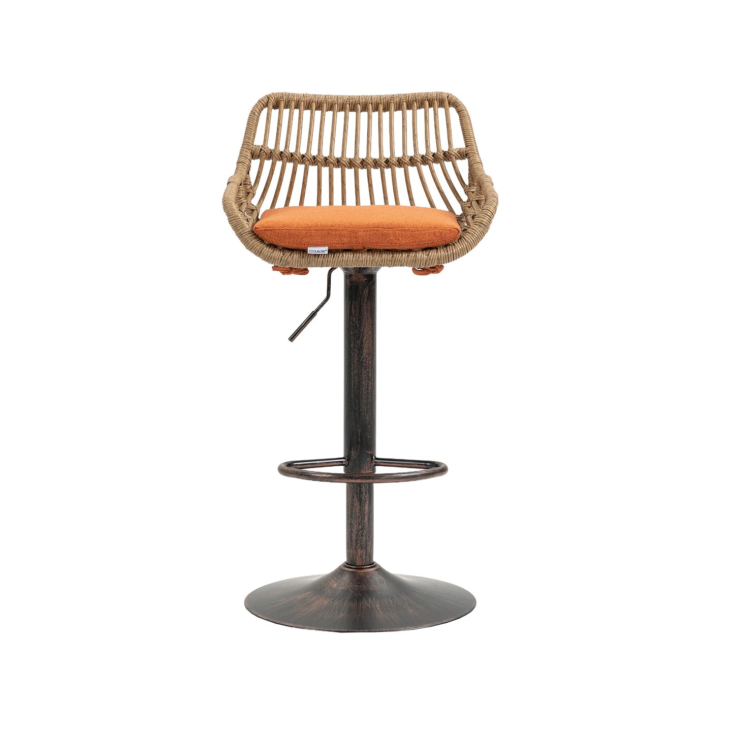 COOLMORE Modern Swivel Bar Stools Set of 2 Adjustable Counter Height Chairs with Footrest, Orange Linen - 1st Choice Furniture Direct